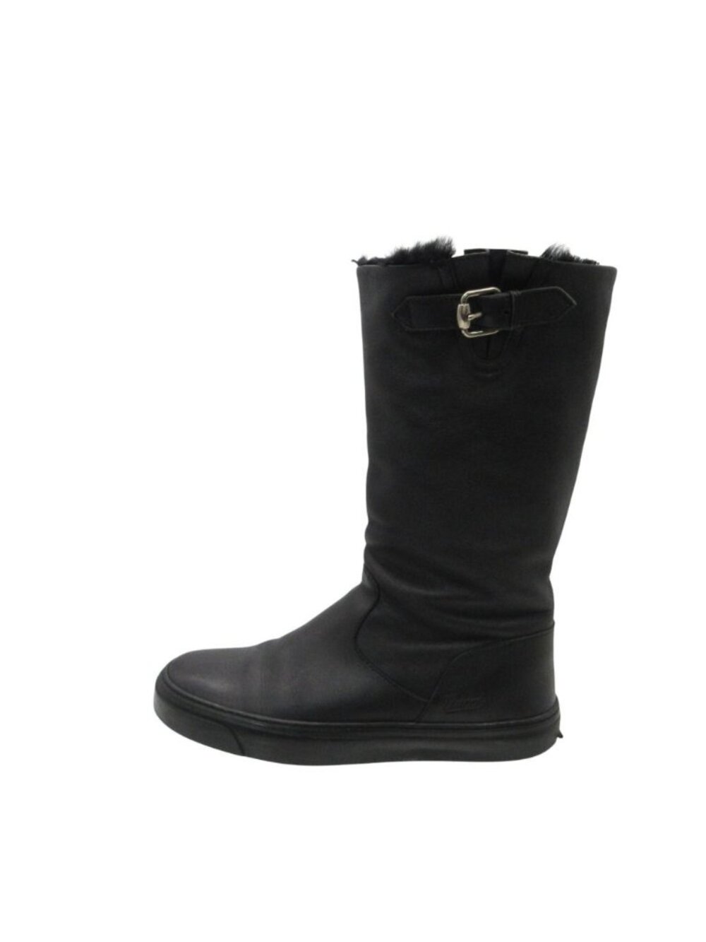 Gucci Boots Shearling Leather Engineer Shoes Belt Black